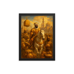 Mansa Musa entering Cairo with golden retinue framed print on a plain backdrop in size 12"x16".