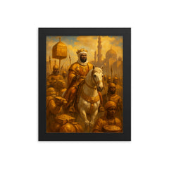 Mansa Musa entering Cairo with golden retinue framed print on a plain backdrop in size 8"x10".