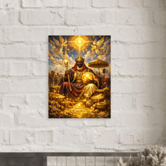 Mansa Musa on pilgrimage with celestial gold metal print mockup