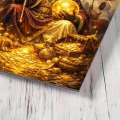 Mansa Musa on pilgrimage with celestial gold metal print mockup