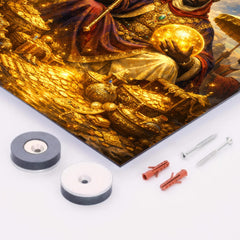 Mansa Musa on pilgrimage with celestial gold metal print mockup