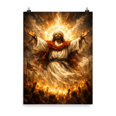 Mansur al Hallaj in luminous defiance poster on a plain backdrop in size 8"x10".