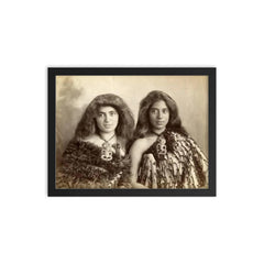 Maori Women from New Zealand, 1902 framed print on a plain backdrop in size 12"x16".