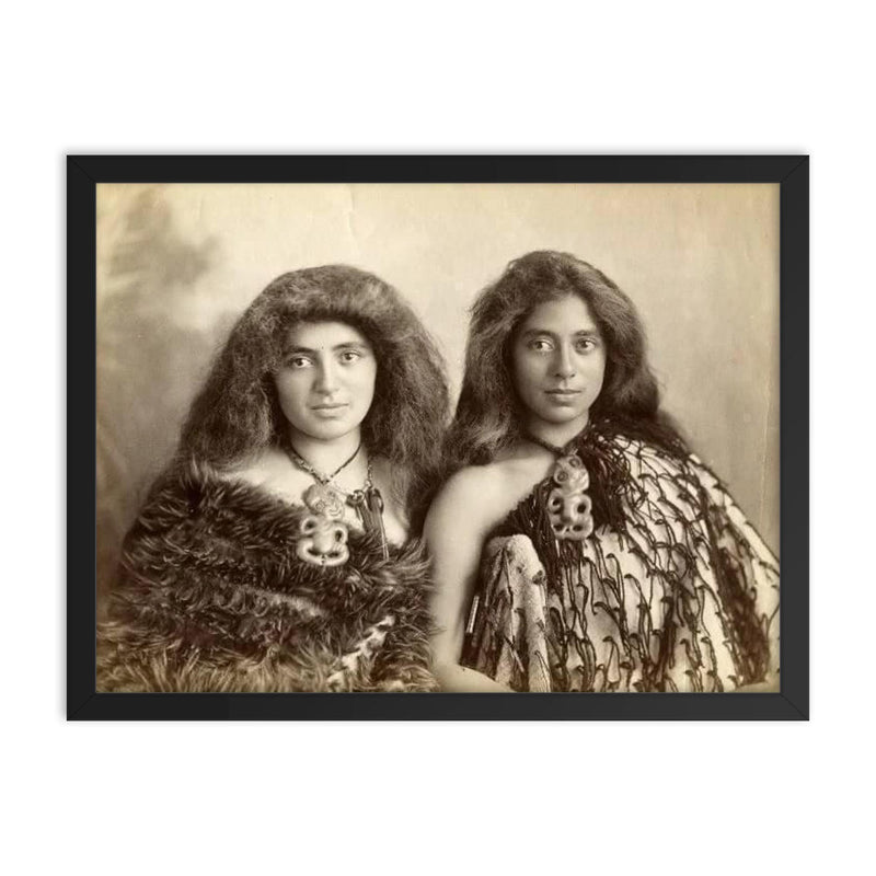 Maori Women from New Zealand, 1902 framed print on a plain backdrop in size 18