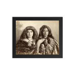 Maori Women from New Zealand, 1902 framed print on a plain backdrop in size 8"x10".