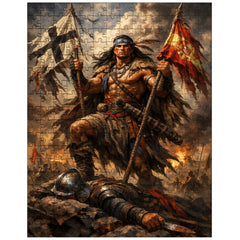 Mapuche warrior Lautaro with captured standards jigsaw puzzle