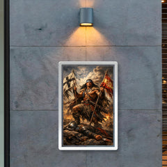 Mapuche warrior Lautaro with captured standards poster 2