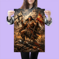 Mapuche warrior Lautaro with captured standards poster 3