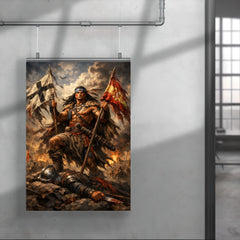 Mapuche warrior Lautaro with captured standards poster 4