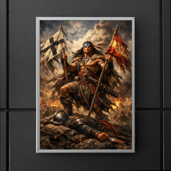 Mapuche warrior Lautaro with captured standards poster 5