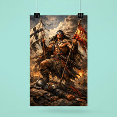 Mapuche warrior Lautaro with captured standards poster 6