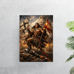 Mapuche warrior Lautaro with captured standards poster 7