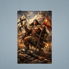 Mapuche warrior Lautaro with captured standards poster 9