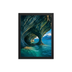 Marble Caves Cuevas de Mármol Chile framed print on a plain backdrop in size 12"x16".