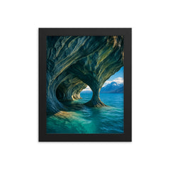 Marble Caves Cuevas de Mármol Chile framed print on a plain backdrop in size 8"x10".