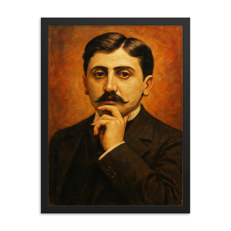 Marcel Proust framed print on a plain backdrop in size 18