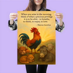 marcus aurelius morning privilege quote rooste poster 3