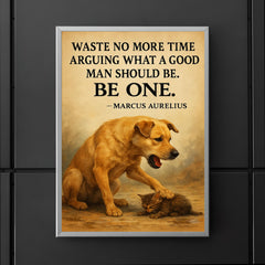 marcus aurelius quote waste no more time dog stops barking to help another animal poster 5