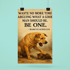marcus aurelius quote waste no more time dog stops barking to help another animal poster 6
