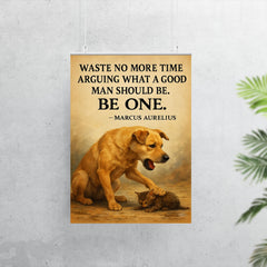 marcus aurelius quote waste no more time dog stops barking to help another animal poster 7