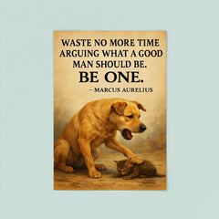 marcus aurelius quote waste no more time dog stops barking to help another animal poster 8