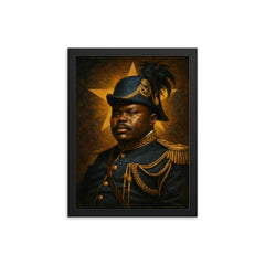 Marcus Garvey black star grandeur portrait framed print on a plain backdrop in size 12"x16".