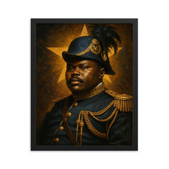 Marcus Garvey black star grandeur portrait framed print on a plain backdrop in size 16"x20".