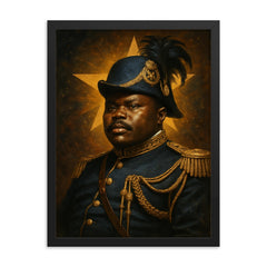 Marcus Garvey black star grandeur portrait framed print on a plain backdrop in size 18"x24".