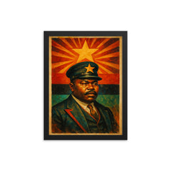 Marcus Garvey black star vision portrait framed print on a plain backdrop in size 12"x16".