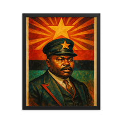 Marcus Garvey black star vision portrait framed print on a plain backdrop in size 16"x20".