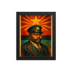 Marcus Garvey black star vision portrait framed print on a plain backdrop in size 8"x10".