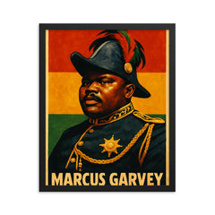 Marcus Garvey framed print on a plain backdrop in size 16"x20".