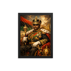 Marcus Garvey in imperial uniform grandeur framed print on a plain backdrop in size 12"x16".