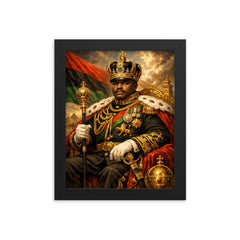 Marcus Garvey in imperial uniform grandeur framed print on a plain backdrop in size 8"x10".
