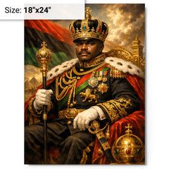 Marcus Garvey in imperial uniform grandeur metal print on a plain backdrop in size 18"x24".