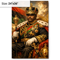 Marcus Garvey in imperial uniform grandeur metal print on a plain backdrop in size 24"x36".