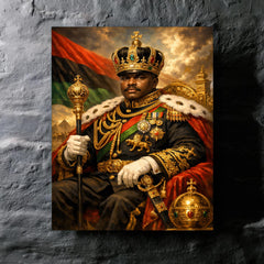 Marcus Garvey in imperial uniform grandeur metal print mockup
