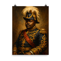 Marcus Garvey in plumed ceremonial regalia poster on a plain backdrop in size 8"x10".