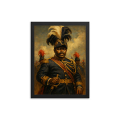 Marcus Garvey in plumed procession grandeur framed print on a plain backdrop in size 12"x16".
