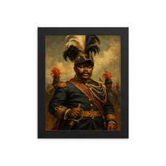 Marcus Garvey in plumed procession grandeur framed print on a plain backdrop in size 8"x10".