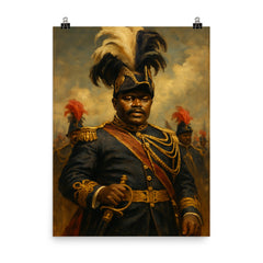 Marcus Garvey in plumed procession grandeur poster on a plain backdrop in size 8"x10".