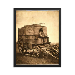 Marcus Sparling on Roger Fenton's Photographic Van, 1855 framed print on a plain backdrop in size 16"x20".