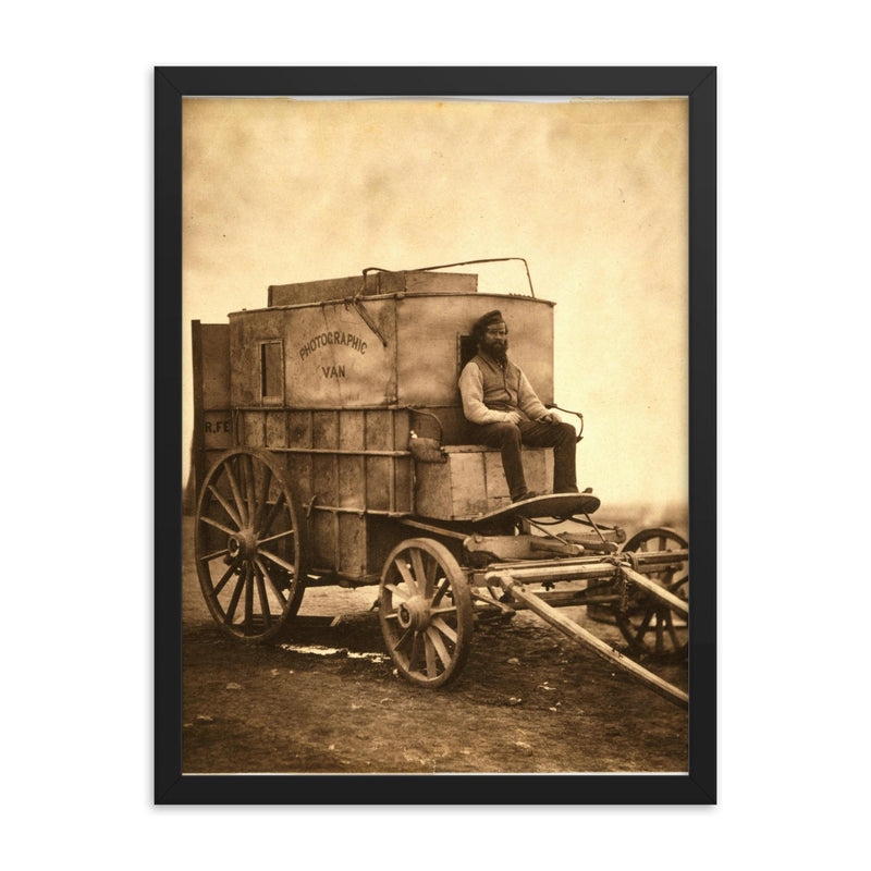 Marcus Sparling on Roger Fenton's Photographic Van, 1855 framed print on a plain backdrop in size 18