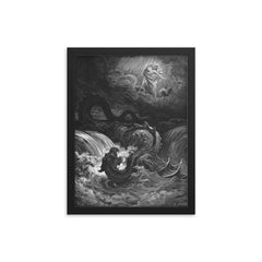Marduk Slaying Tiamat by Gustave Doré framed print on a plain backdrop in size 12"x16".