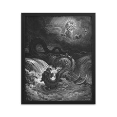 Marduk Slaying Tiamat by Gustave Doré framed print on a plain backdrop in size 16"x20".