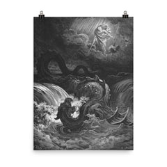 Marduk Slaying Tiamat by Gustave Doré poster on a plain backdrop in size 8"x10".