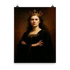 Margaret of Anjou in black velvet defiance poster on a plain backdrop in size 8"x10".
