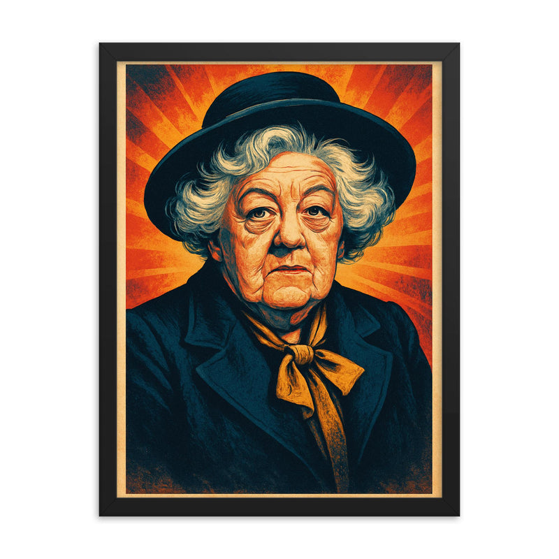 Margaret Rutherford framed print on a plain backdrop in size 18