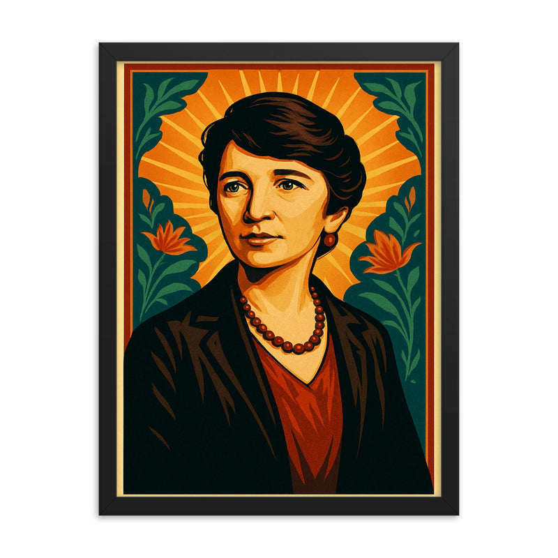 Margaret Sanger framed print on a plain backdrop in size 18