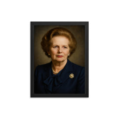 Margaret Thatcher portrait framed print on a plain backdrop in size 12"x16".
